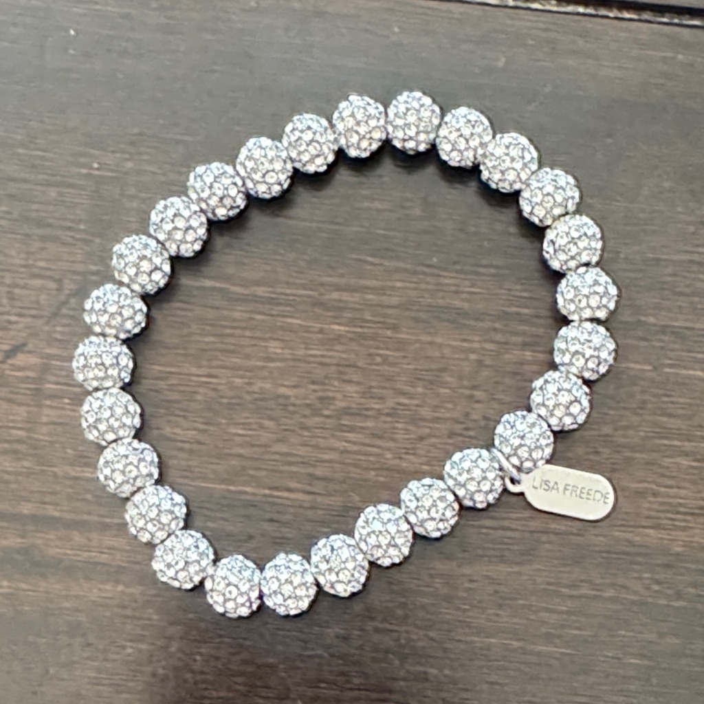 Nwot Lisa Freede Silver Crystal Disco Ball Bracelet